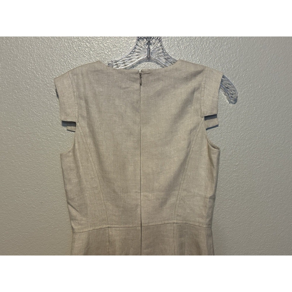 NWT  J.CREW Resume Sheath Dress sz.0 Flax Beige Stretch‎ Linen Cap Sleeve L6602 - Picture 8 of 9